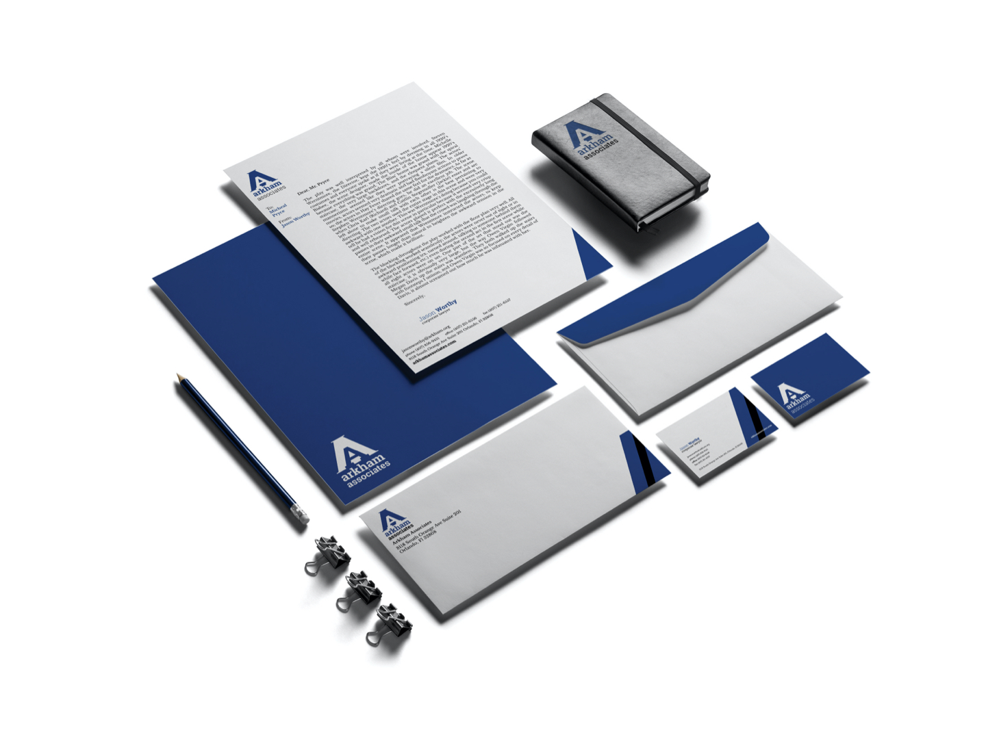 Arkham Associates stationary packaging