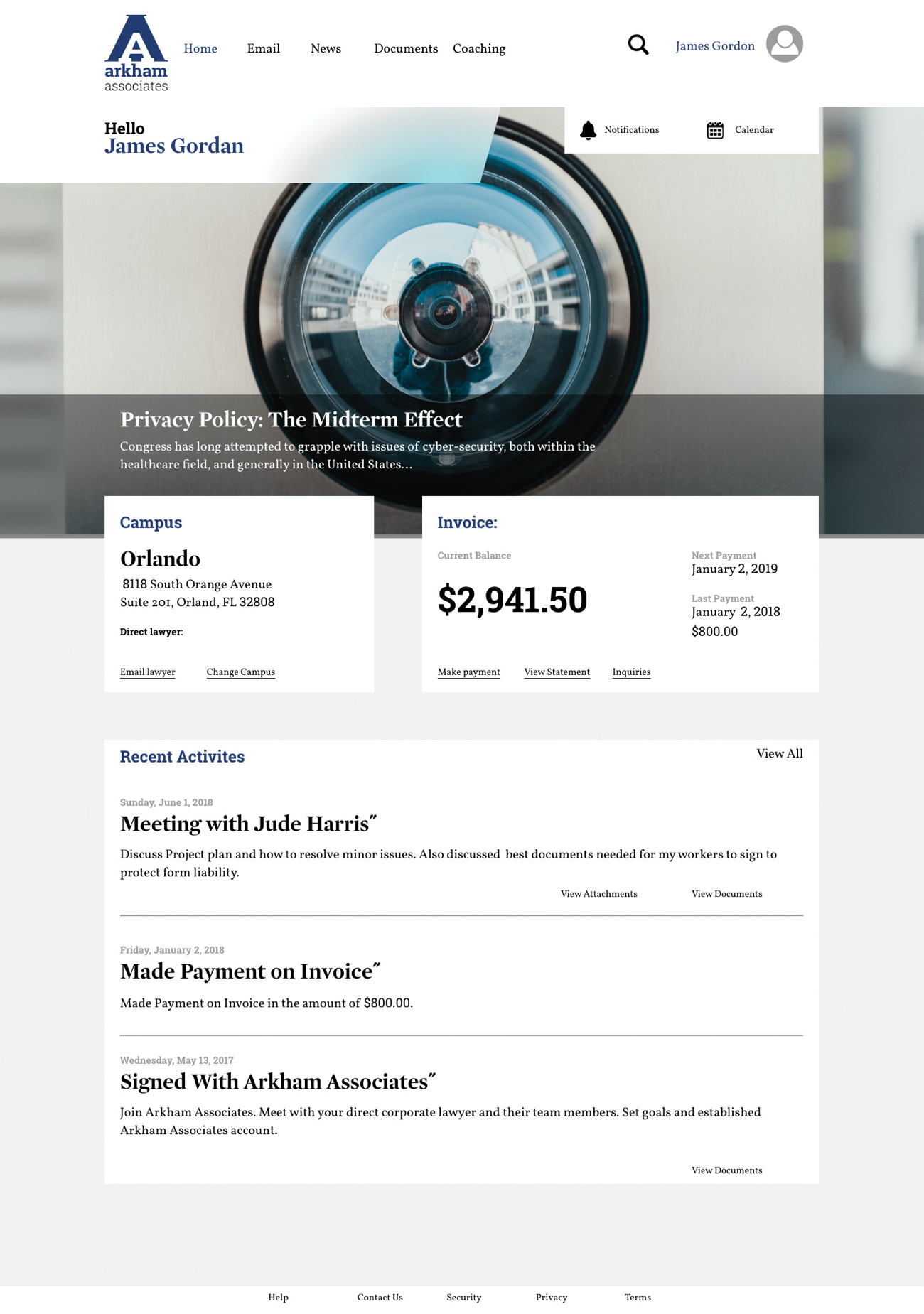 Arkham Associates client portal comps